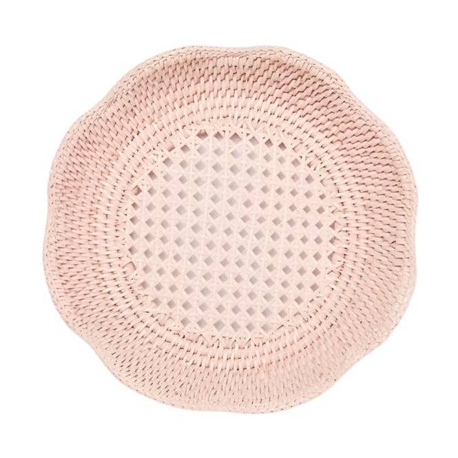 Madame Smart Ltd - Wholesale Decorative tray - Saratoga Round Rattan Scalloped Tray - Pink0