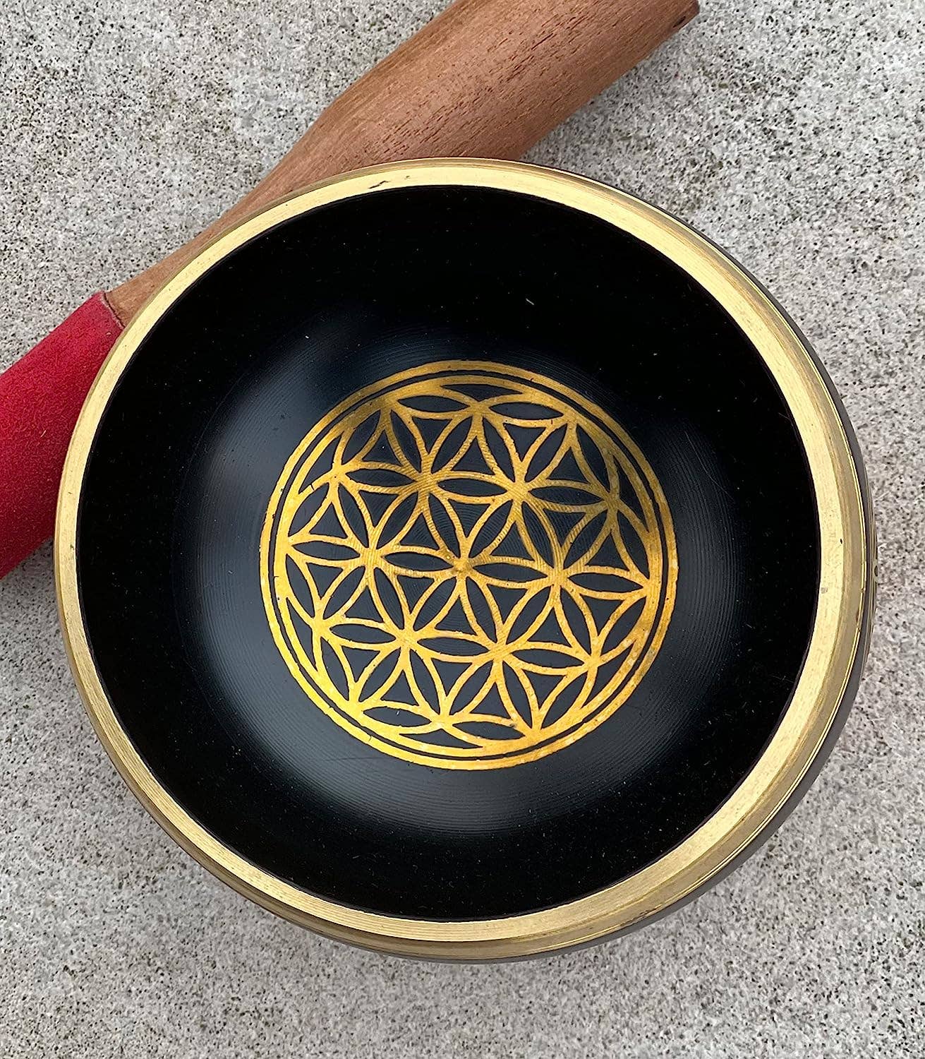 Lungta Imports - Wholesale Meditation Supplies - Singing Bowl Complete Set ~ Flower Of Life ~ Medium Size13