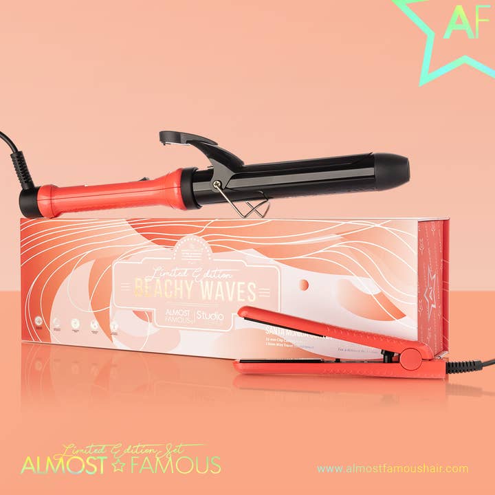 Orange “Beach Wave Babe” Curling Wand & Mini Flat Iron Set for wholesale on Faire4