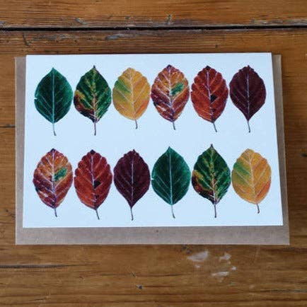 Beech leaves card for wholesale by Alice Draws The Line