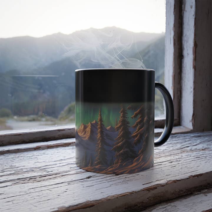 Upside Down Owl Farm - Wholesale Coffee Mug - Color Changing Mug, Northern Lights Mug - Heat Sensitive Mug