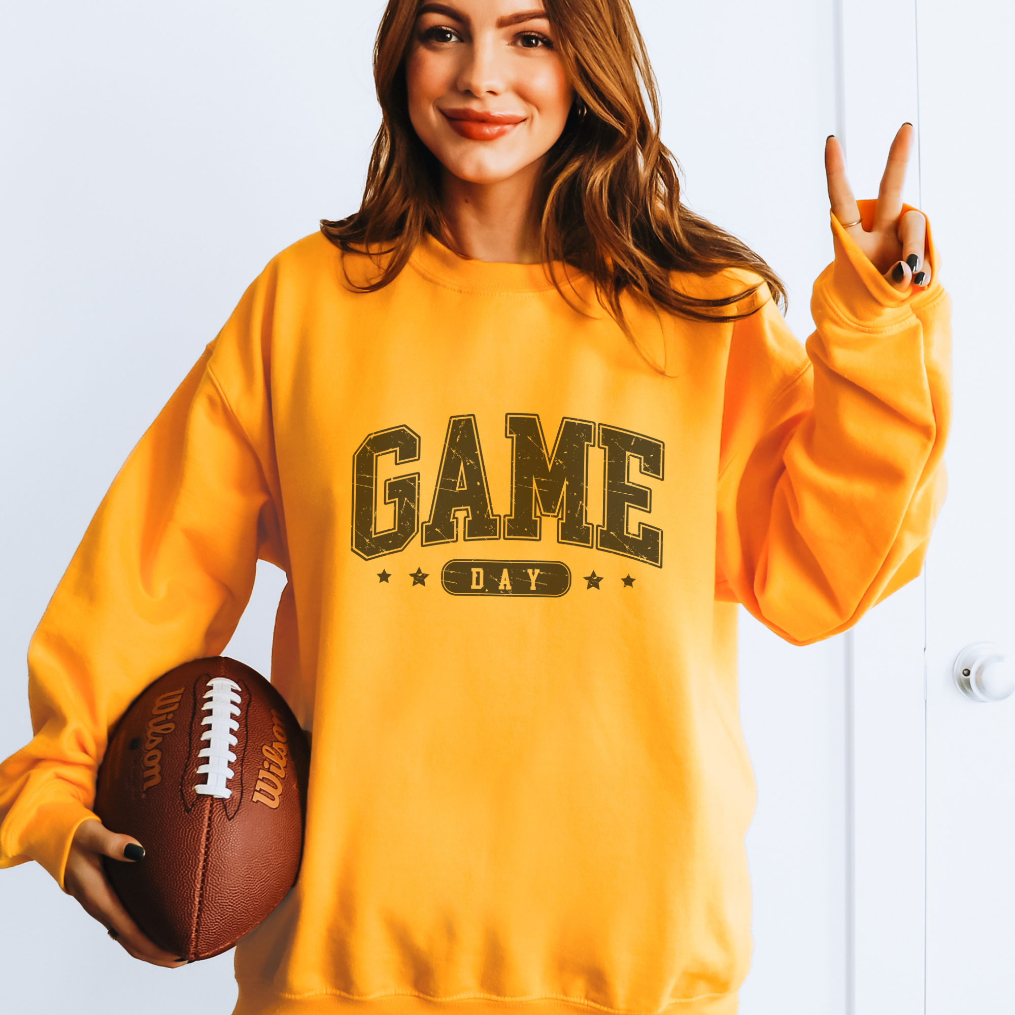 Trendznmore - Modern Graphic Apparel - Wholesale Graphic Sweatshirt - Women's -  Varsity Game Day Football Crewneck Graphic Sweatshirt1