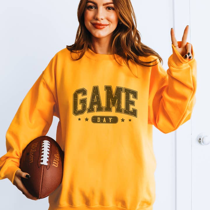 Trendznmore - Modern Graphic Apparel - Wholesale Graphic Sweatshirt - Women's - Varsity Game Day Football Crewneck Graphic Sweatshirt1