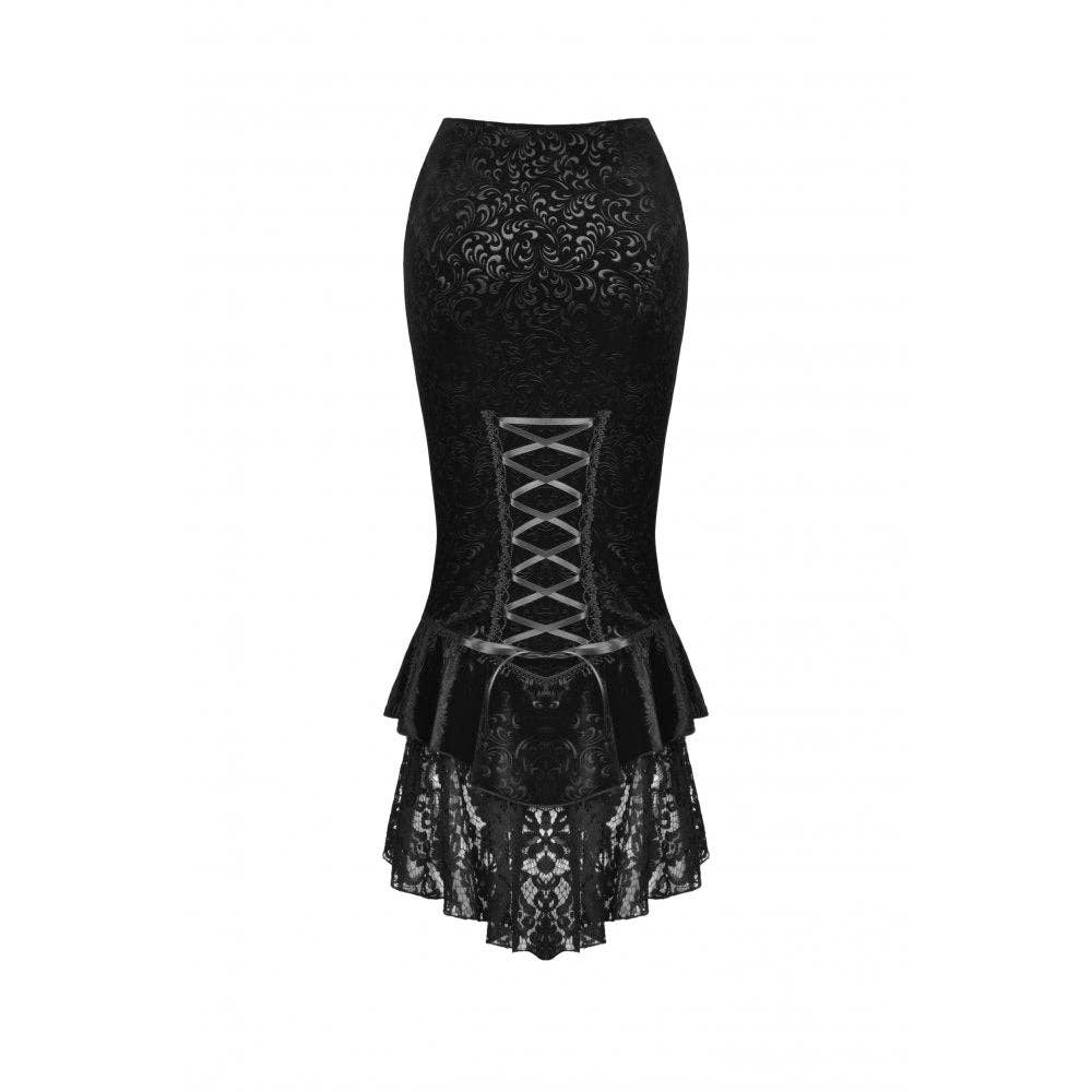 Necessary Evil (Kate's Clothing Ltd T/As) - Venta al por mayor Falda - Mujer - Falda de terciopelo con forma de cola de pez Dark In Love Zira6