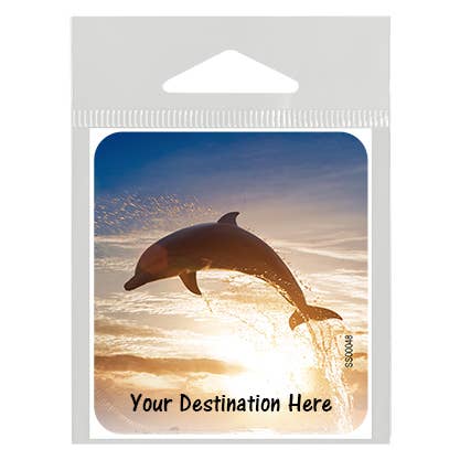 SJT Enterprises, Inc. - Wholesale Sticker - Dolphin silhouette jumping out of the water at sunset