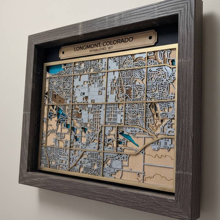 Longmont Colorado - City Street Map for wholesale by Mongoose Design
