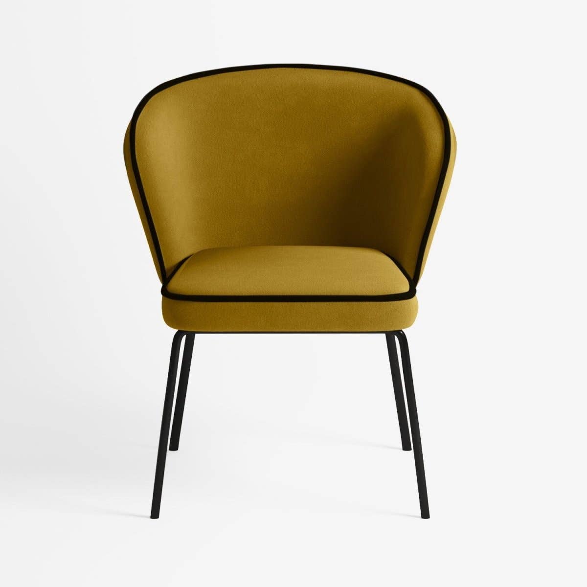 Potiron - Vente Chaises - Chaise Gaya à liseré en velours – Jaune Moutarde2