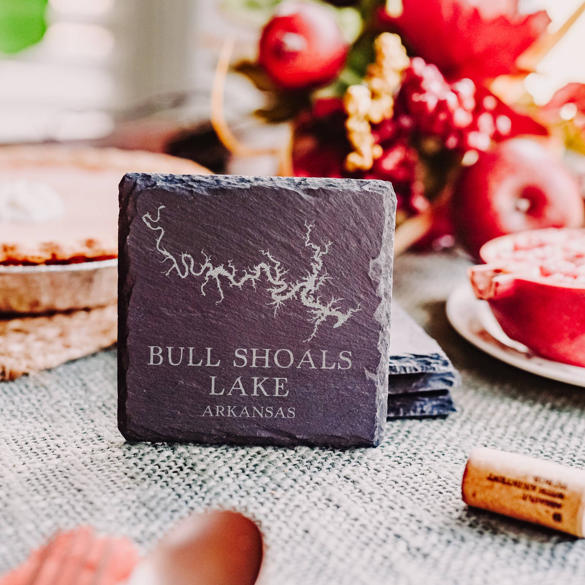 The Lillie Pad - Wholesale Coasters - Custom Lake Map Coasters Set of 4  - Natural Slate Coasters2