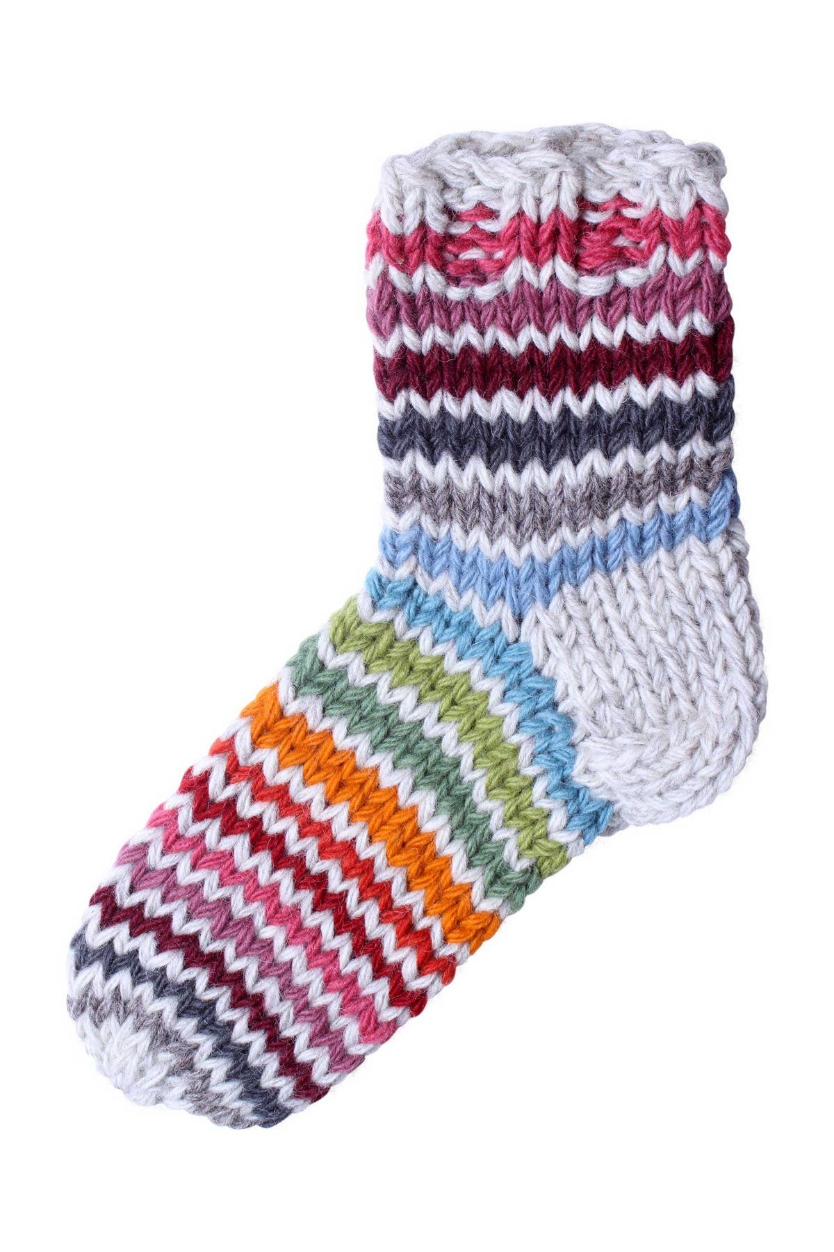 Chaussettes Chaussettes de canapé épaisses en laine tricotée main, rayures colorées Hoxton en vente sur Faire5