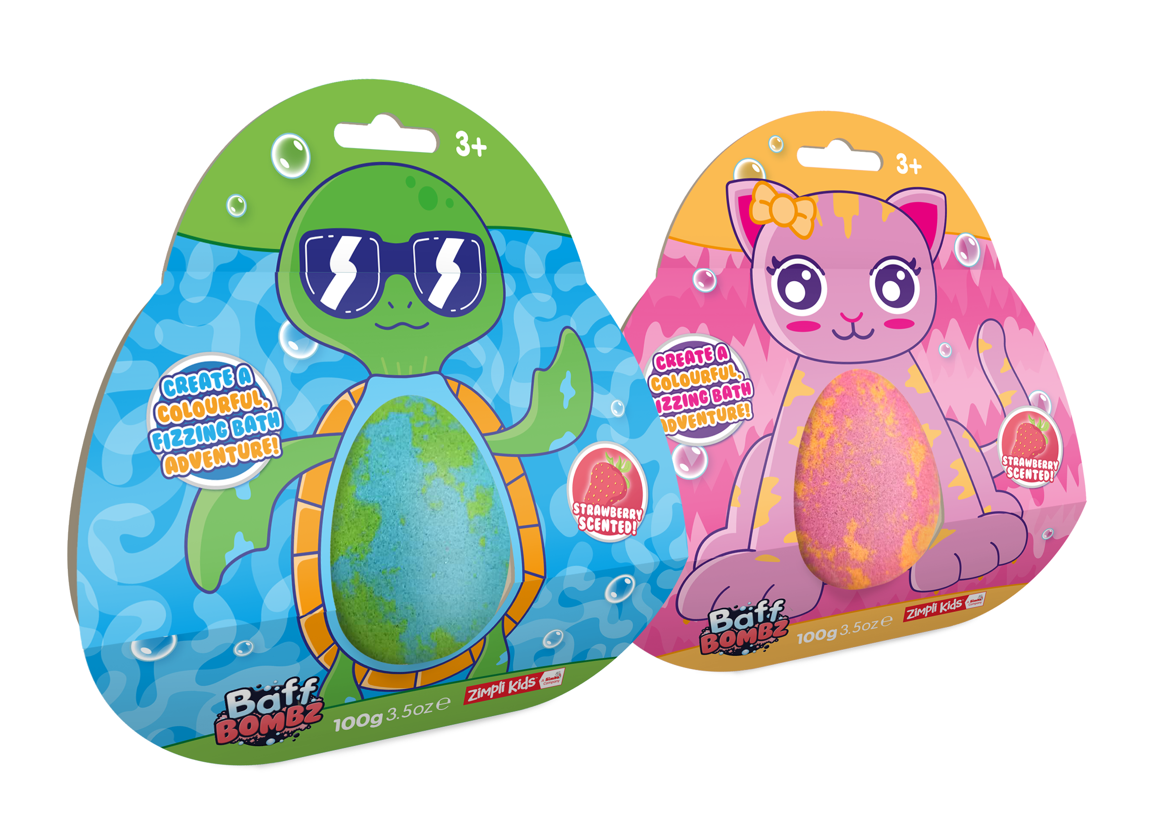 Zimpli Kids - Wholesale Bruisbal/schuim - Zimpli Grote Kat & Schildpad Baff Bombz - Kleurrijke bruisballen voor in bad0