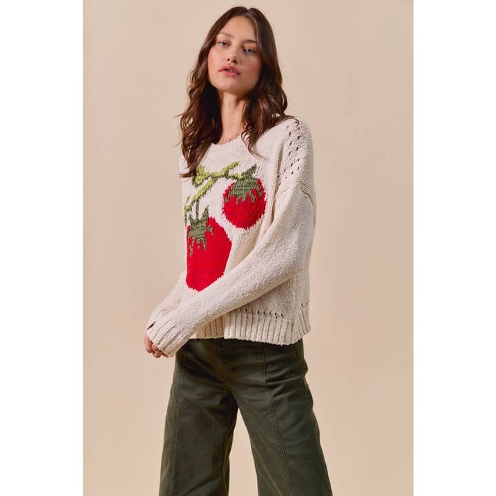 IVE - Wholesale Knit Sweater - Women's - Vegetable Round Neck Long Sleeve Sweater Top3