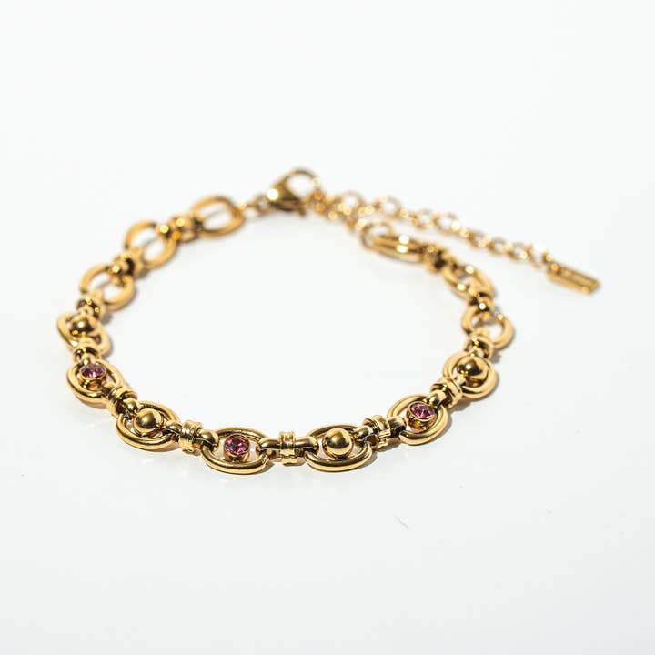 Onbreekbare Schakelarmband met Roze Zirconia voor wholesale door Harma