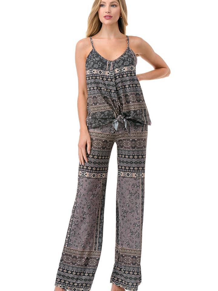 COMBINAISON À CRAVATE ÉCARLATE (TALLULAH GRISE) -JD7702 pour la vente par VAVA by Joy Han