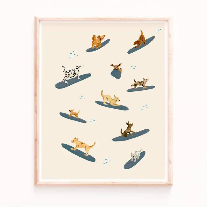 Kunstdruck „Hunde beim Surfen“ für den Großhandel von Sabina Fenn