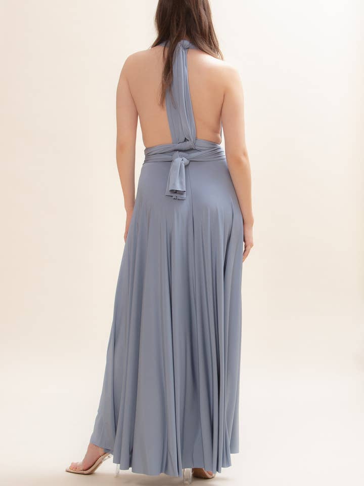 Classic Ballgown in Dusty Blue for wholesale by Twobirds New York