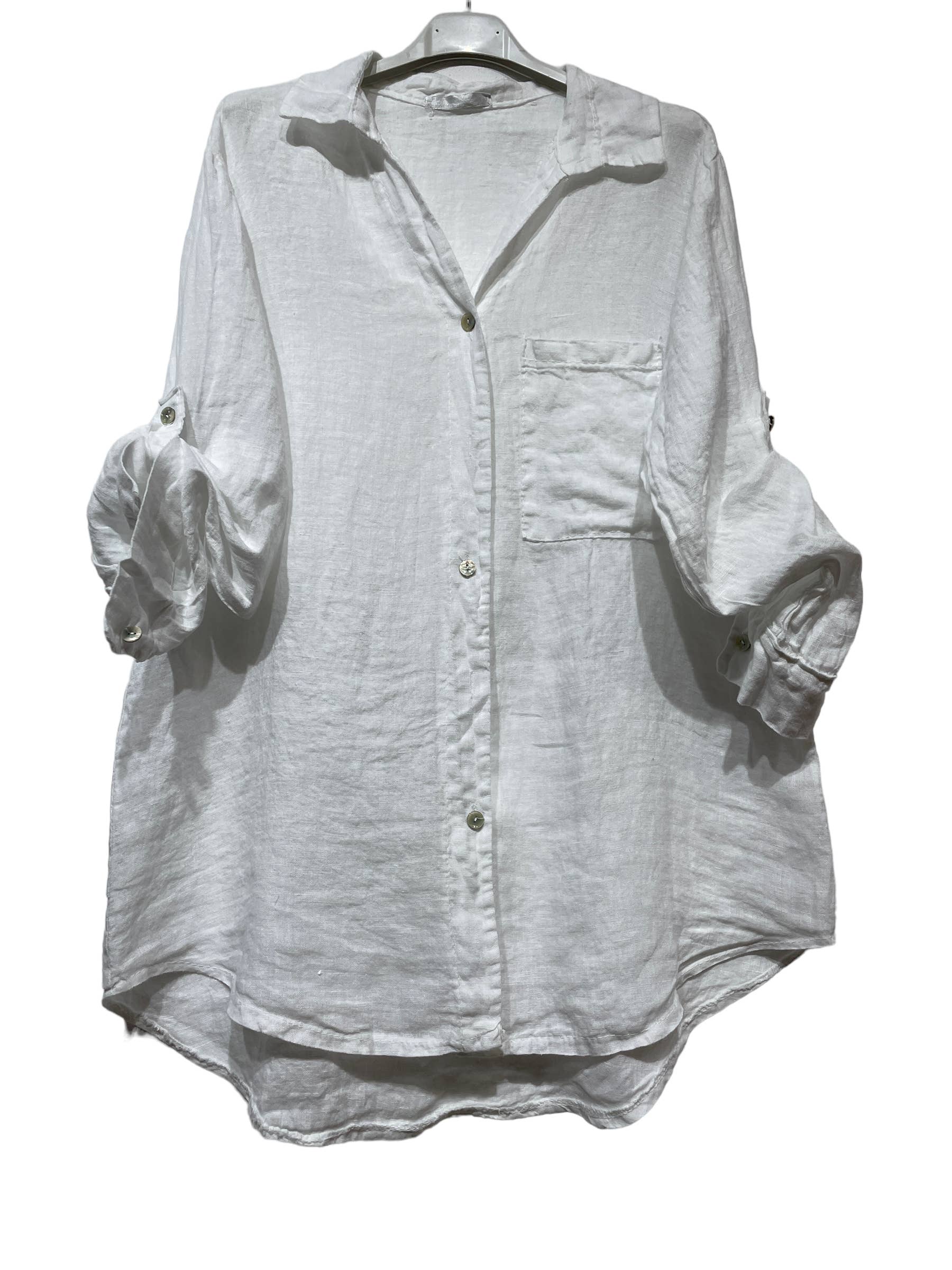 LINEN & COTTON HOUSE - Wholesale Button Down Shirt - Women's - LINEN SHIRT WITH SQUARE POCKET, SPRING SUMMER 7400137