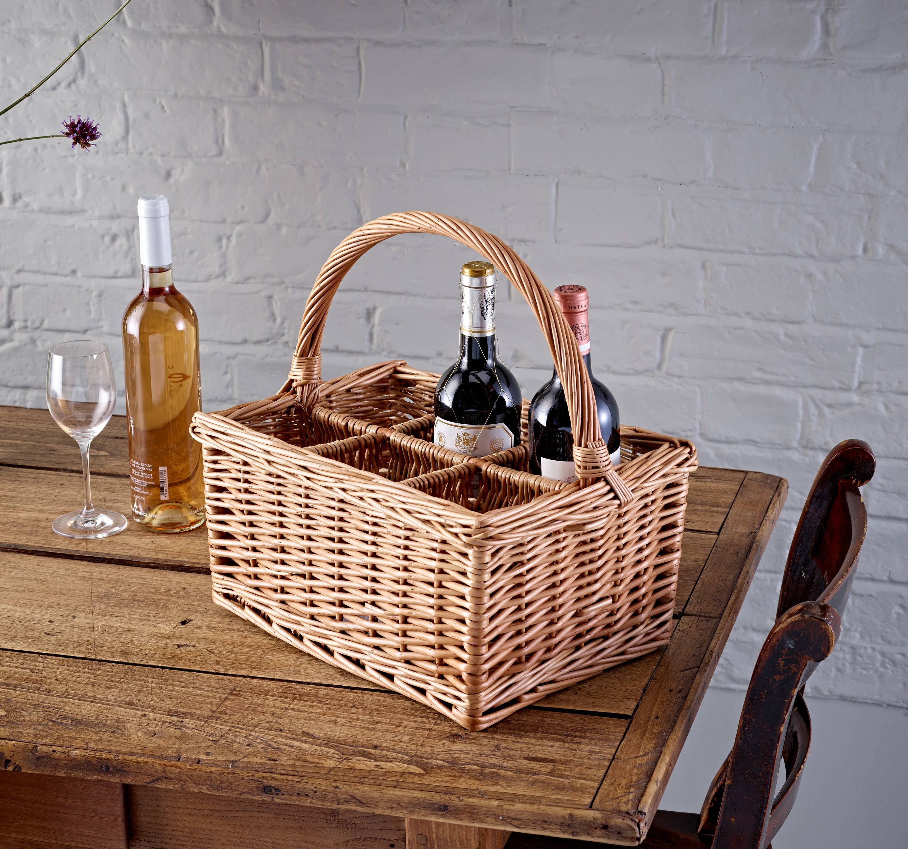 Gadsby – wholesale Picnic basket – Wicker 6-Bottle Wine Carrier - Handwoven - Sustainable1