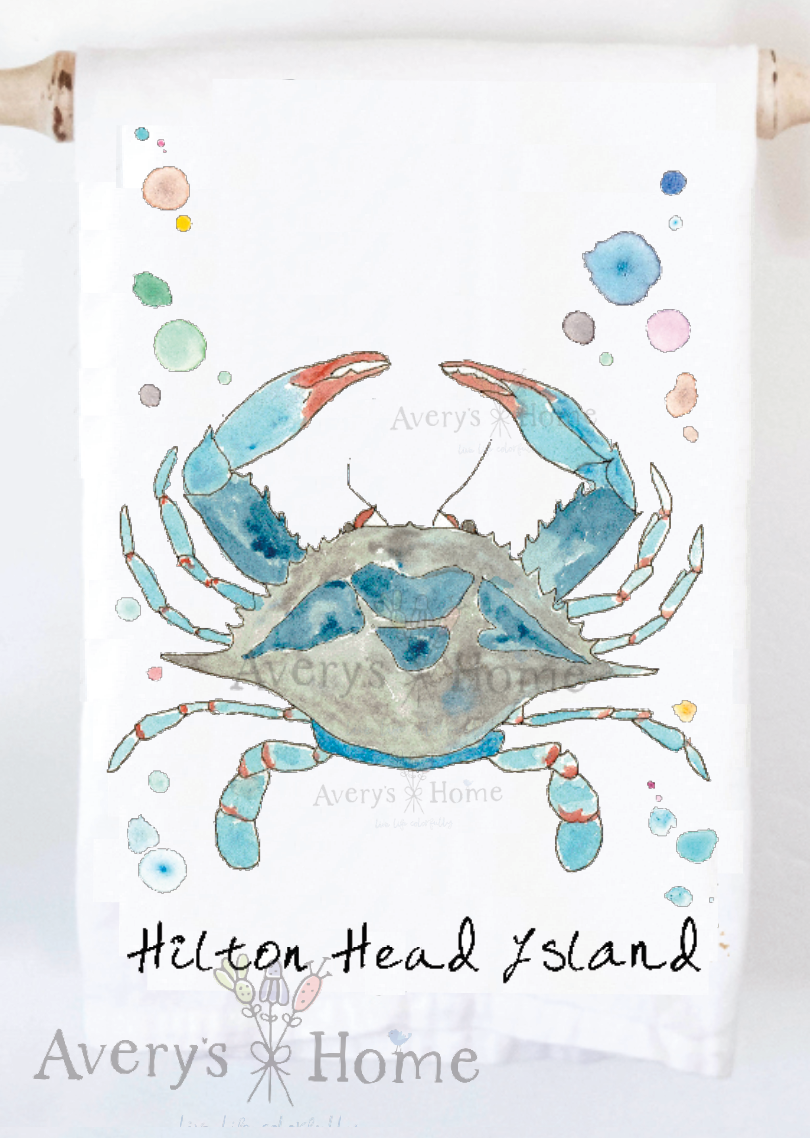 Avery's Home - Wholesale Tea Towel - Blue Crab Ocean Customizable Coastal Tea Towel15