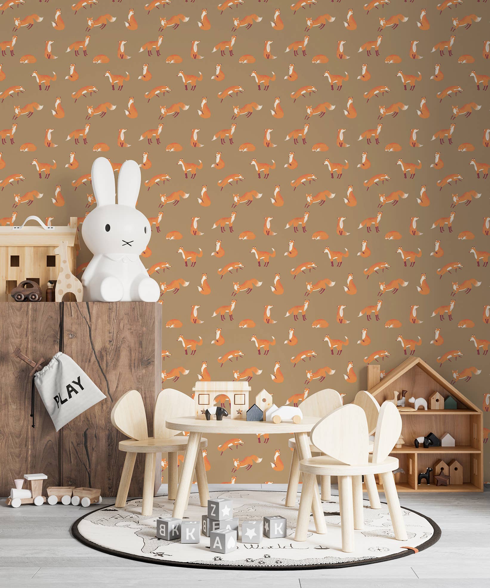 Galerie Wallcoverings - Wholesale Wallpaper - Great Kids Collection Smooth Glitter Friendly Foxes1