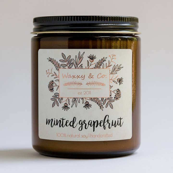 BOUGIE DE SOJA AU PAMPLEMOUSSE À LA MENTHE pour la vente par Waxxy & Co.
