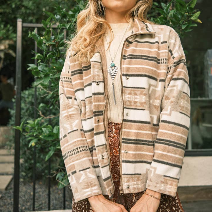 34350J - Blue B Exclusive Aztec Soft Cozy Zip Up Jacket for wholesale by Blue B