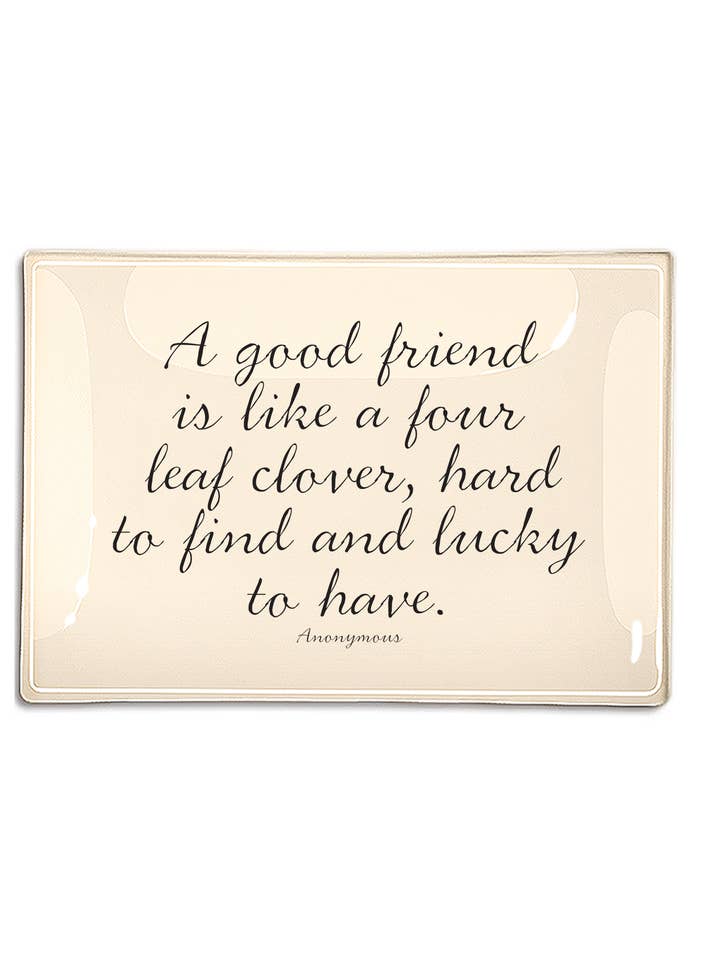 Een goede vriend is als een glazen decoupage met vier klavertjes voor wholesale door Ben's Garden