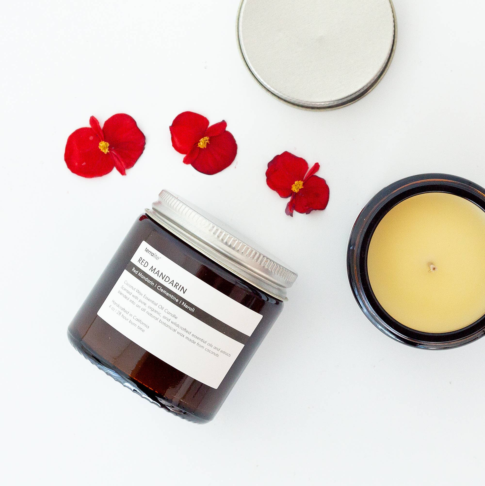 Terralite - Vente Bougie en bocal - MANDARIN ROUGE - bougie huile essentielle0