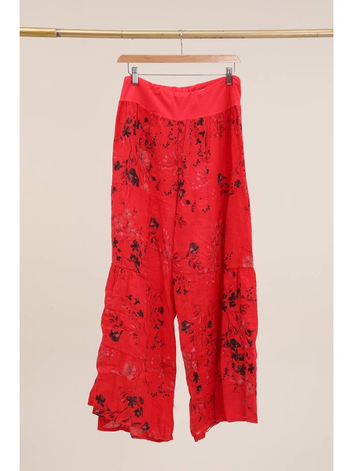 LÉA & LUC - Wholesale Pants – Women's - Floral print trousers in 100% Linen REF. 305263