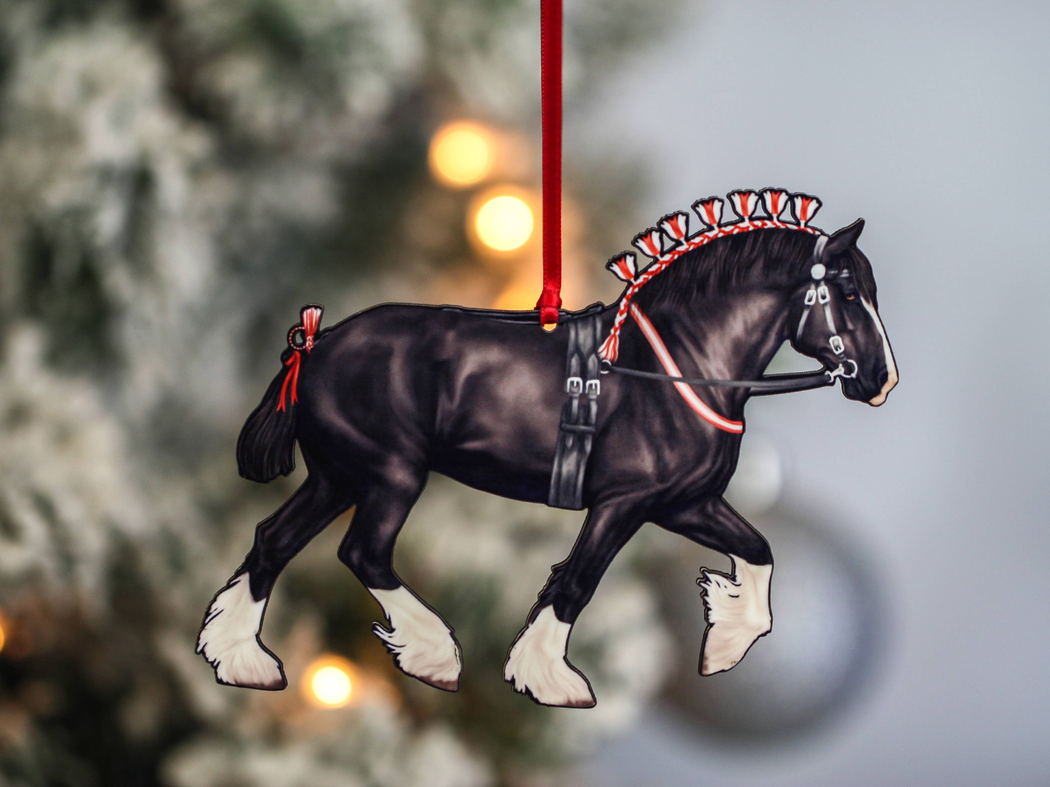 Classy Equine - Wholesale Ornament - Black Shire Draft Horse Christmas Ornaments Draft Horse Show2