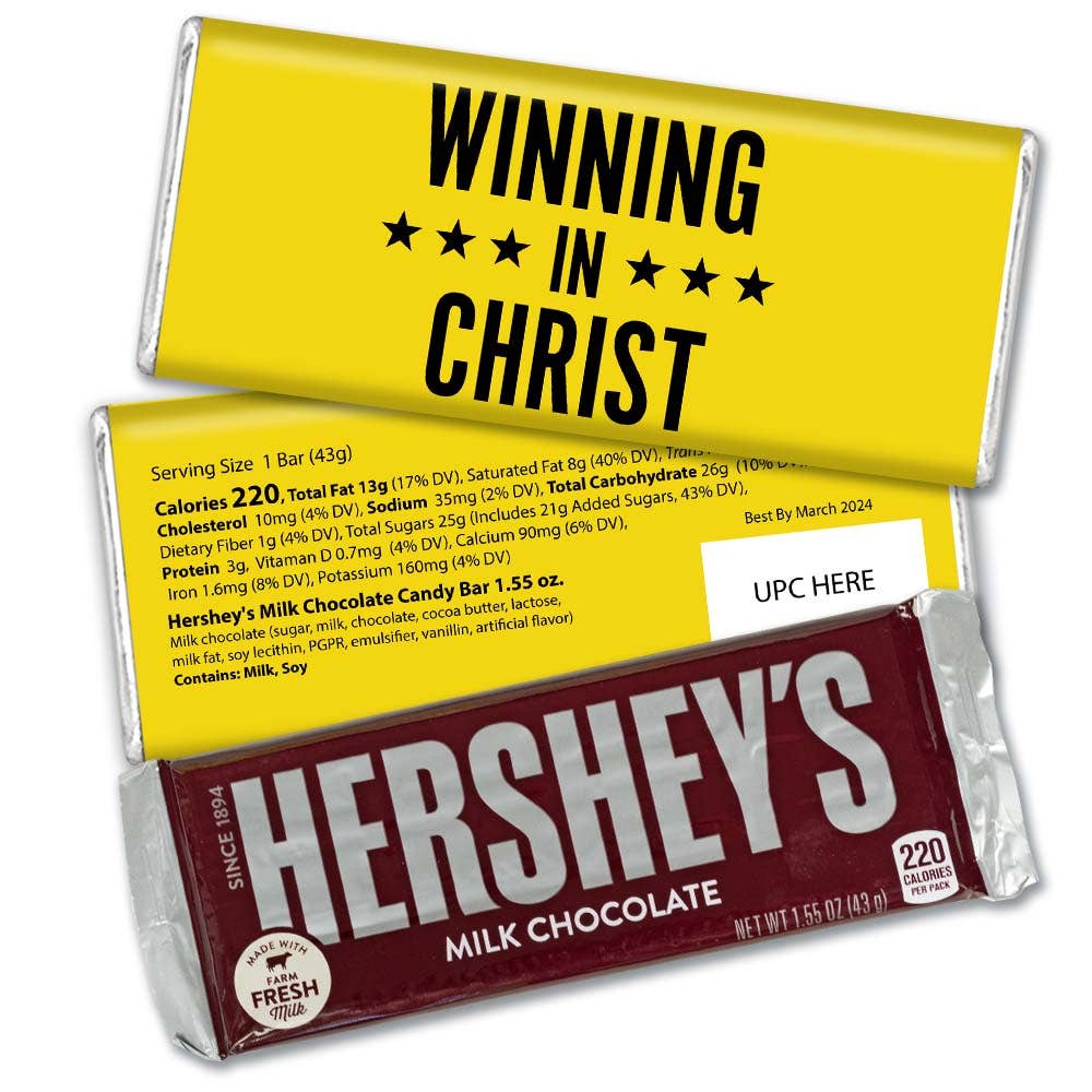 Just Candy - Vente Barre chocolatée - Tablette Hershey's au chocolat au lait emballée à des fins religieuses - Gagner en Christ0