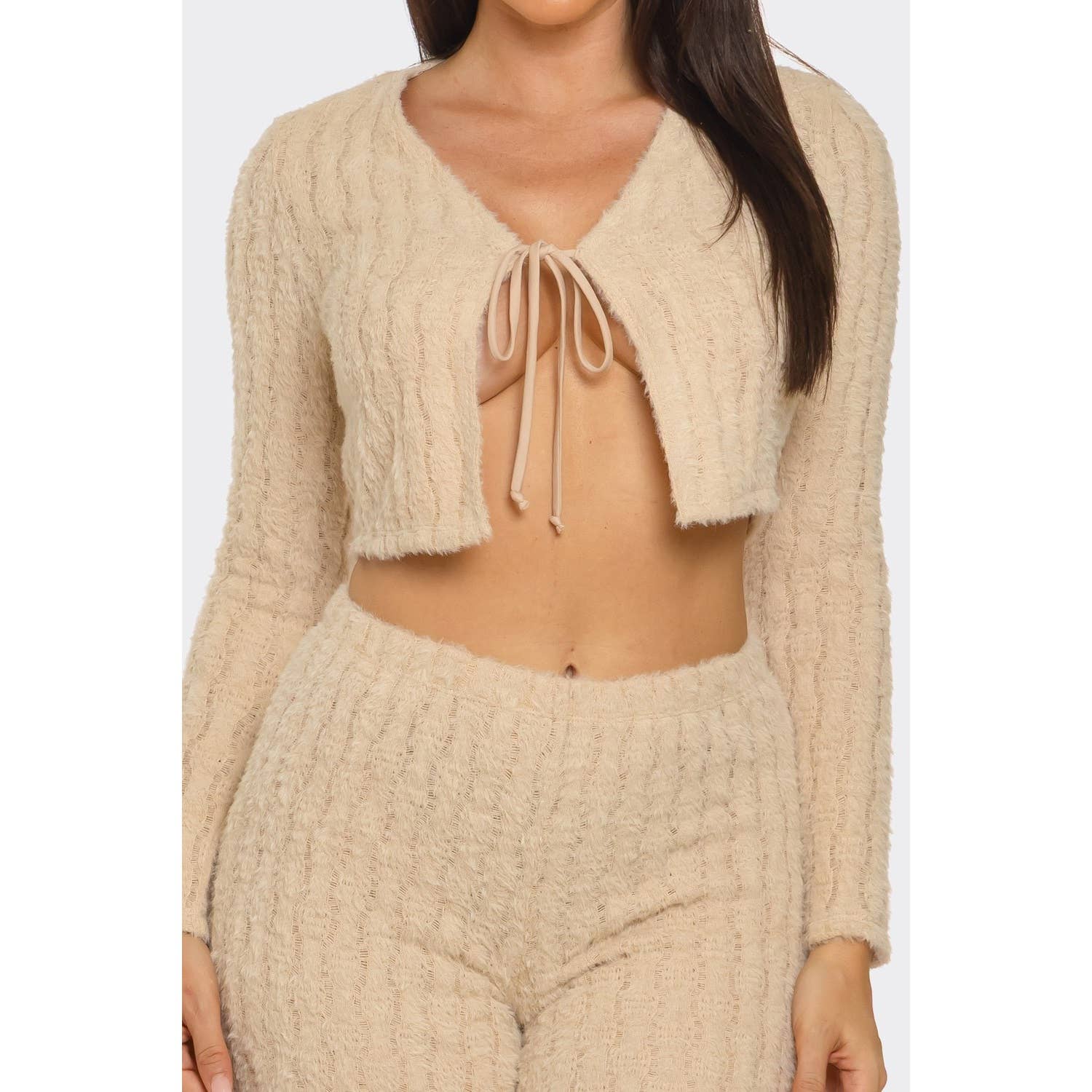 DORCAS – Engroshandel Top- og buksesæt (IKKE Loungewear) - Dame – Åben front spaghetti bindetop og bukser med vidde sæt3