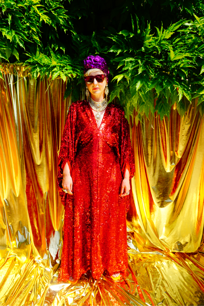 Fumbalinas – wholesale Kaftan – Women's – Red Holographic Sequin Maxi Kaftan Gown / Kimono Robe16