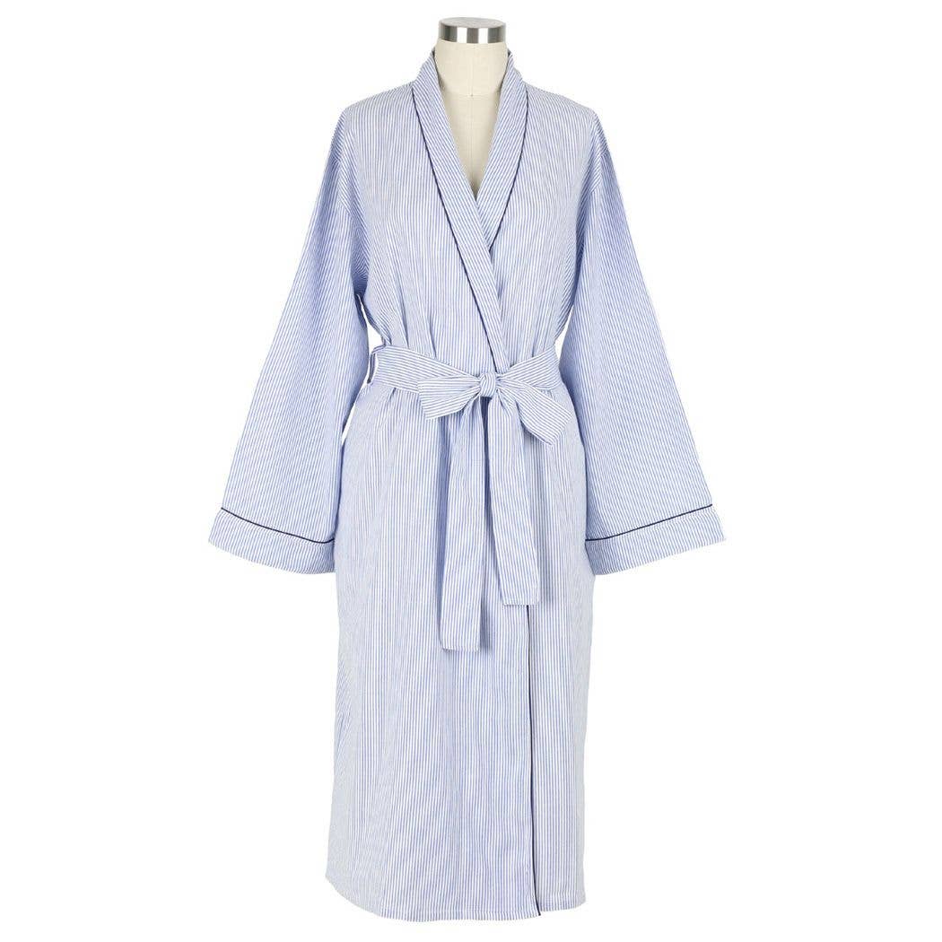 Needham Lane - Wholesale Robe - Women's - Blue Seersucker-Navy Robe