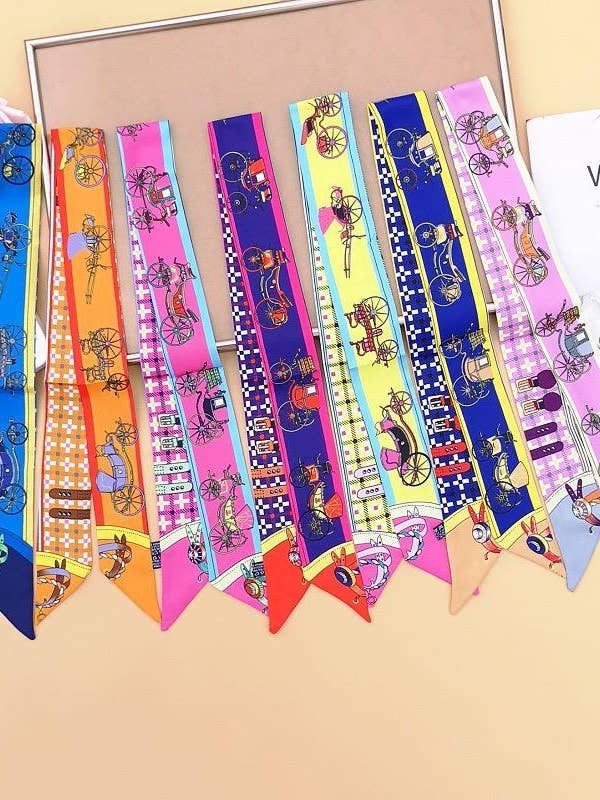 Écharpe Fine en Soie Imprimée Cavalier SS-30013 pour la vente par anbfashion