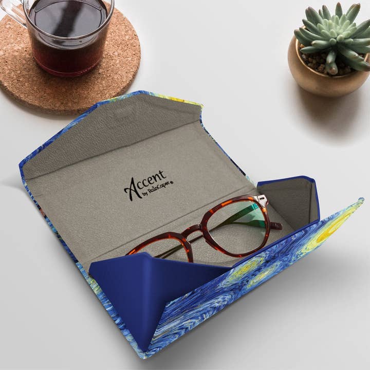 SPARE-SPECS, LLC - Wholesale Eyewear cases & holders – Unisex - Folding Glasses Case - Vegan, Trifold, van Gogh Starry Night5