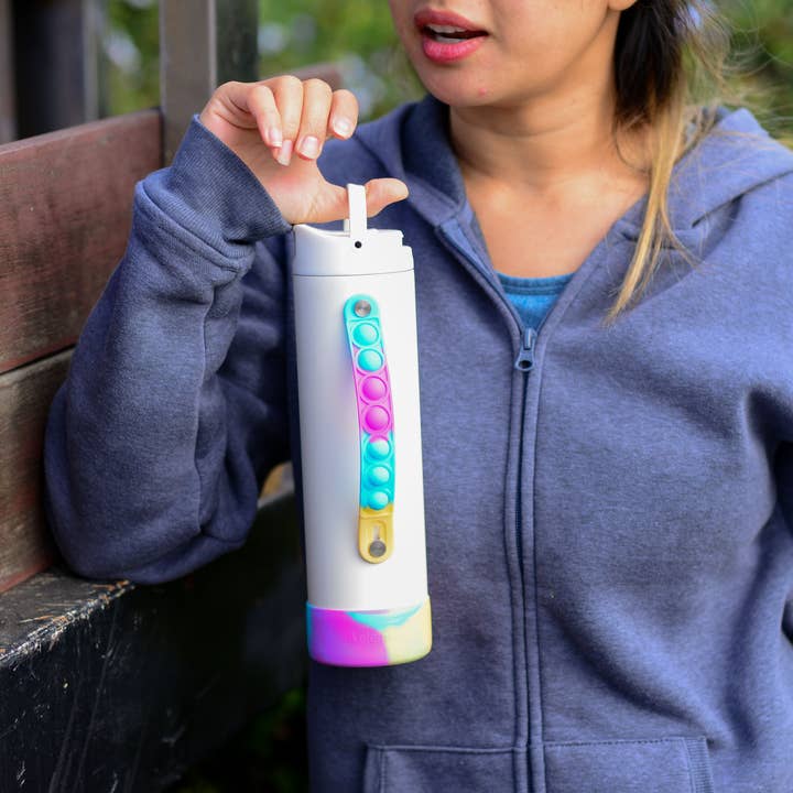 Elemental - Wholesale Water Bottle - 20oz Iconic Pop Bottle - White Tie Dye6