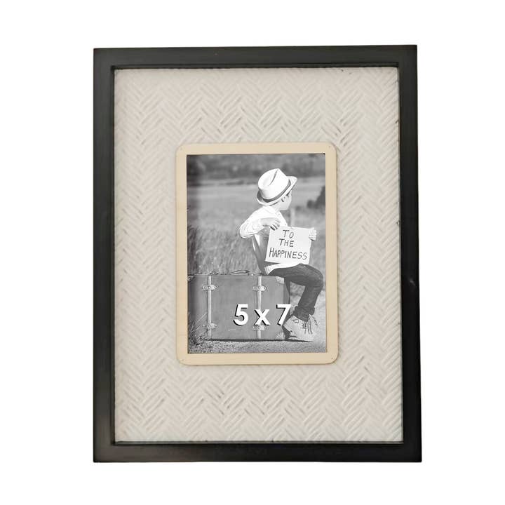 Wood 13.5" White 5x7 Weaving Photo Frame for wholesale by VIP Home & Garden