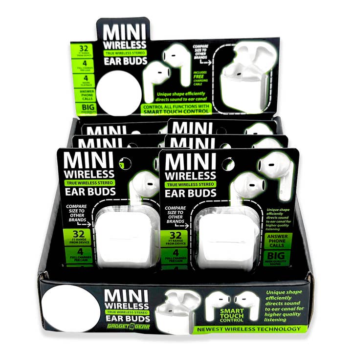 Novelty Brands - Wholesale Retailer Display - Accessories - Gadget Gear Wireless Mini Earbuds with Case - 6/Display3