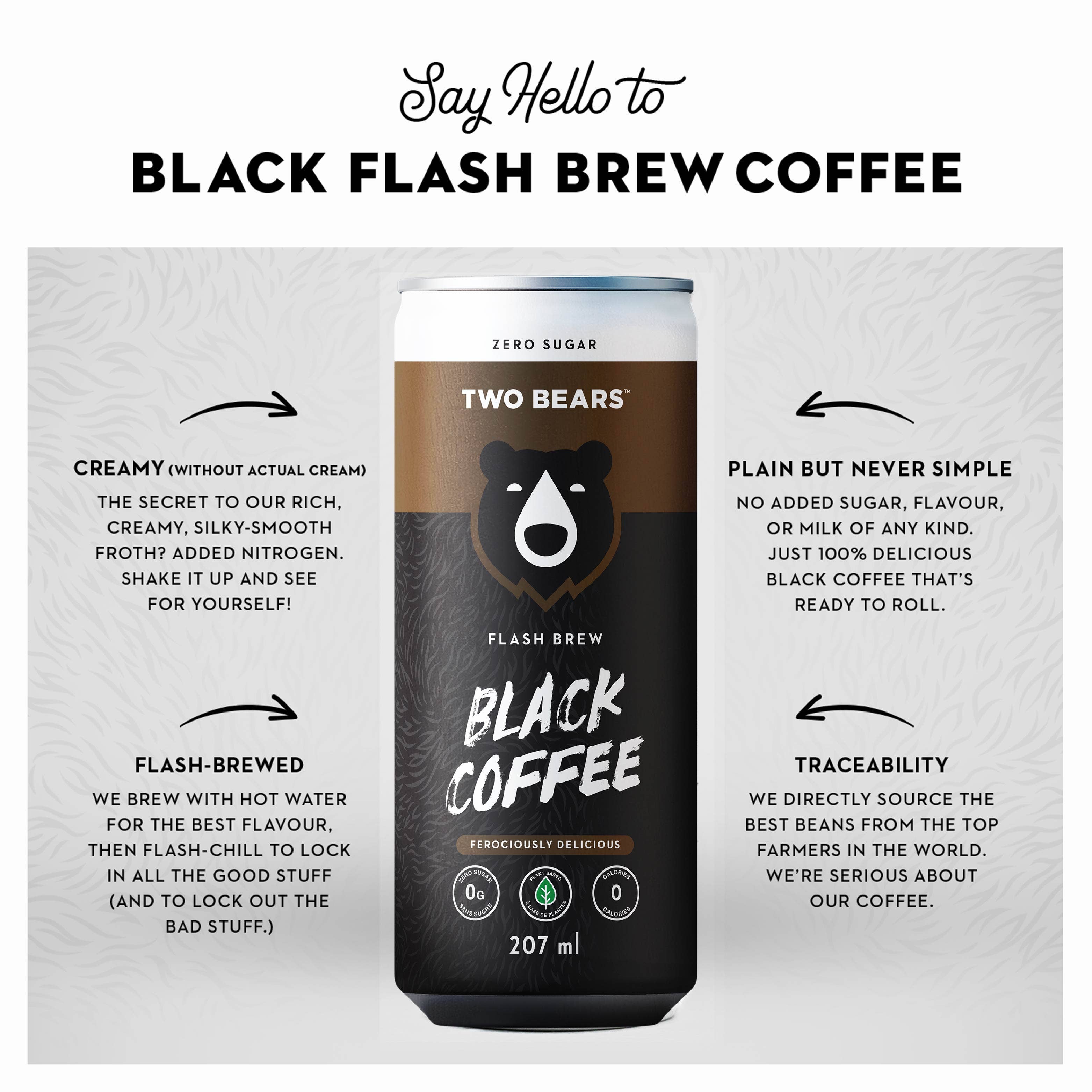 Two Bears - Wholesale Iced Coffee/Cold Brew - Black Flash Brew Coffee (207 ml)1