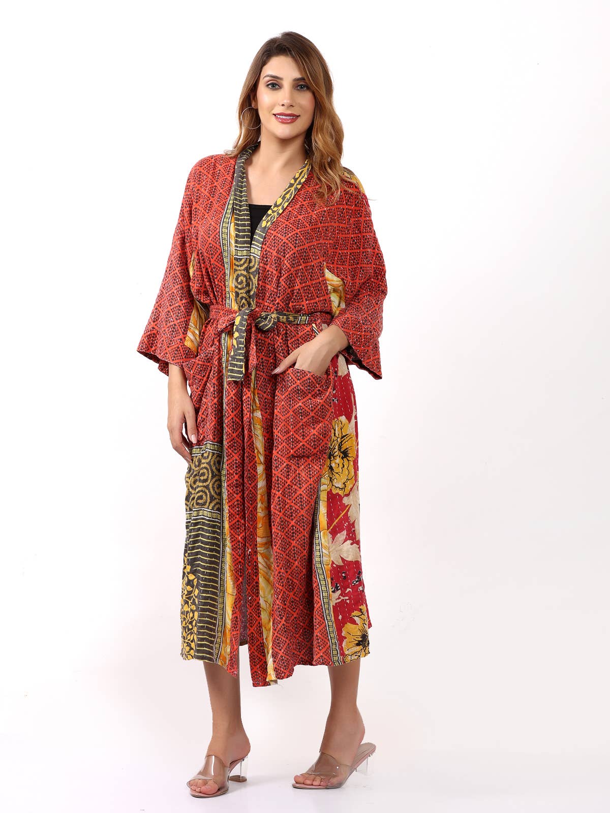 Wevez – Robe - Mulher por atacado – Lote por Atacado de Casacos Vintage Kantha Estampados para Mulheres12