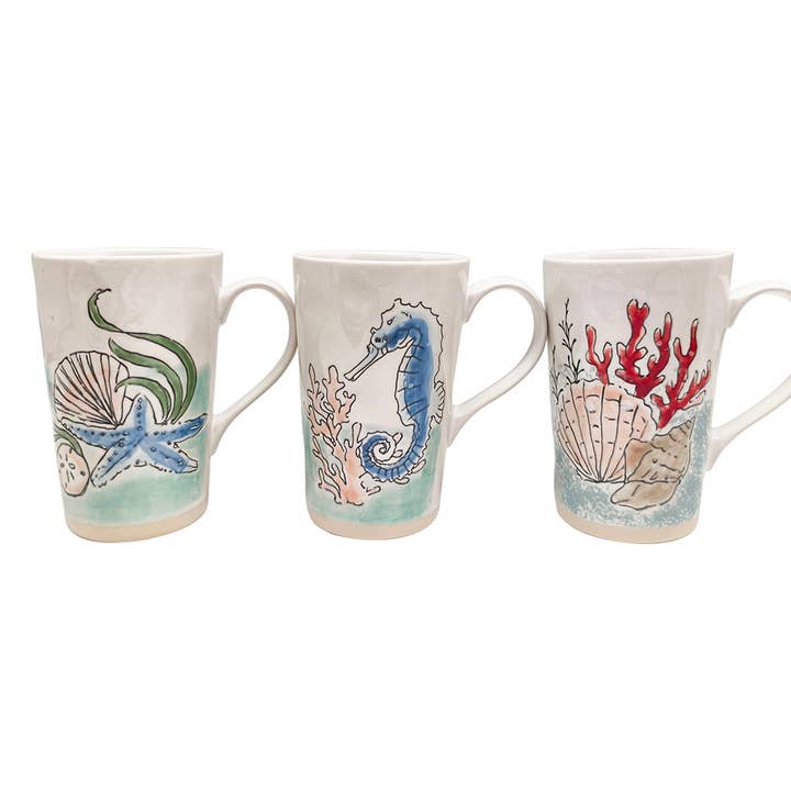AQUATIC TIDE WATERCOLOR 18OZ MUG, 3 ASST for wholesale by Blue Sky Clayworks