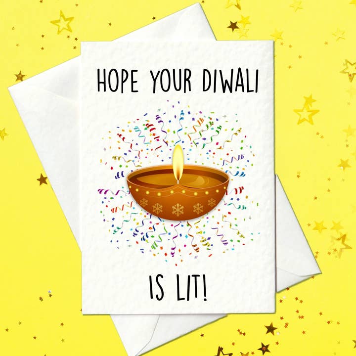 Diwali Card - I hope your Diwali is lit (A6) for wholesale by Prickly Cards
