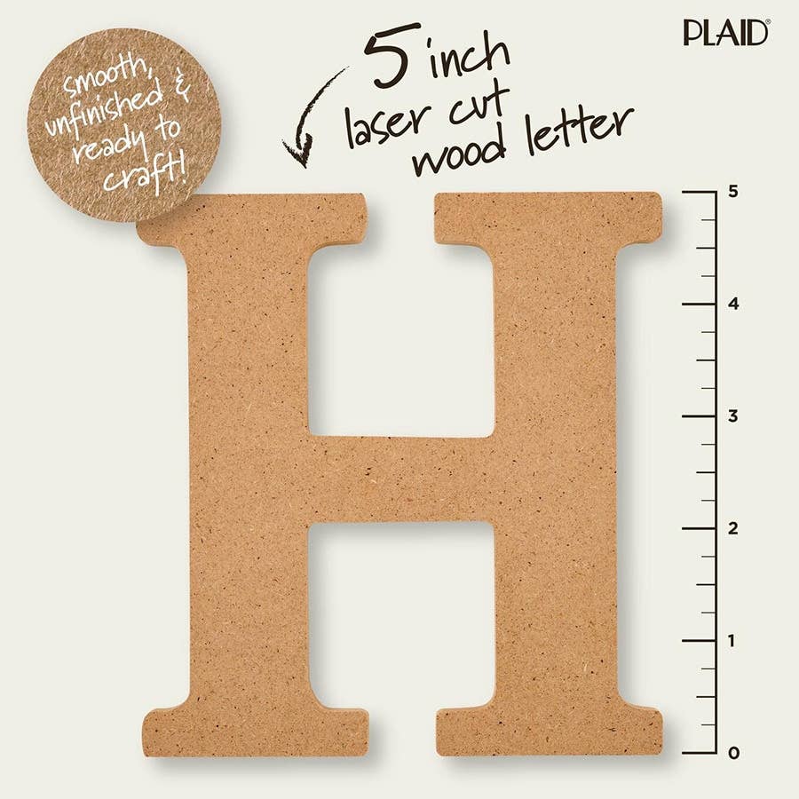 Plaid Crafts - Wholesale Wood Wall Art - Plaid ® Wood Surfaces - 5 inch MDF Letter - H1