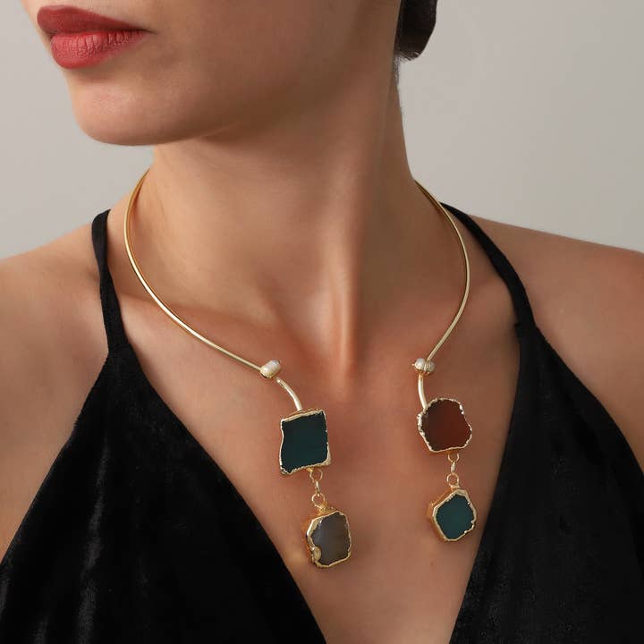 BUBU BY TEKIN SHOP - Wholesale Pendant/Charm Necklace - Gold Plated Stone Necklace0