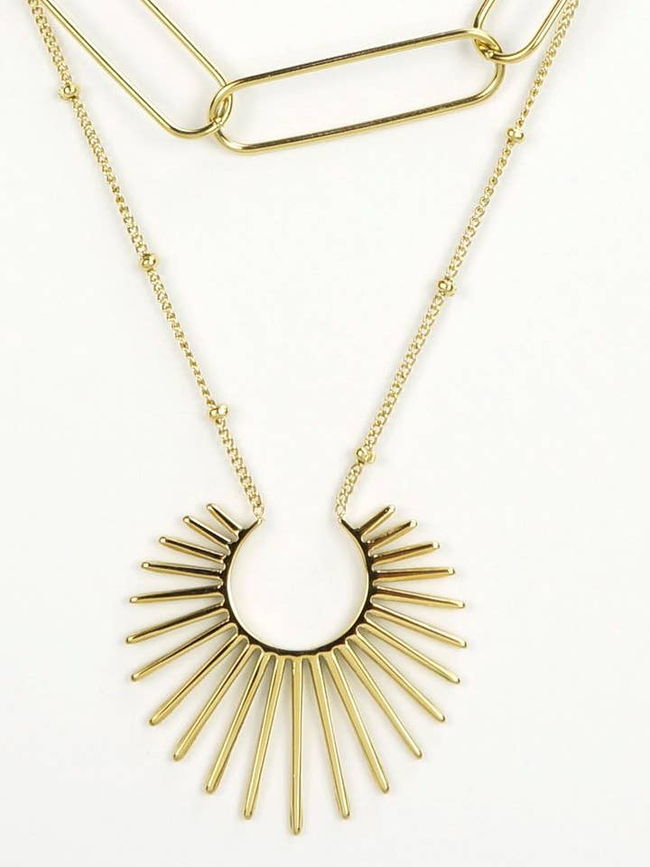 Dobbelt kæde rustfrit stål halskæde med pindsvin vedhæng for engroshandel hos Victoria Moda