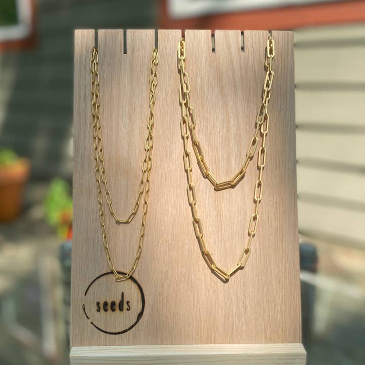 Matte Gold Paperclip Chain Necklace Pack for wholesale by Seeds
