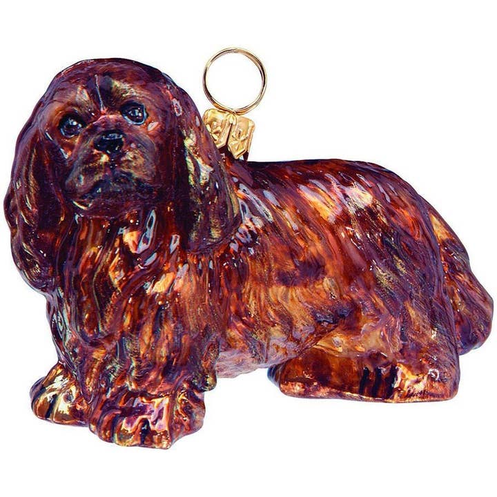 Ornamento in vetro color rubino Cavalier King Charles Spaniel per la vendita all'ingrosso da parte di Joy To The World Collectibles