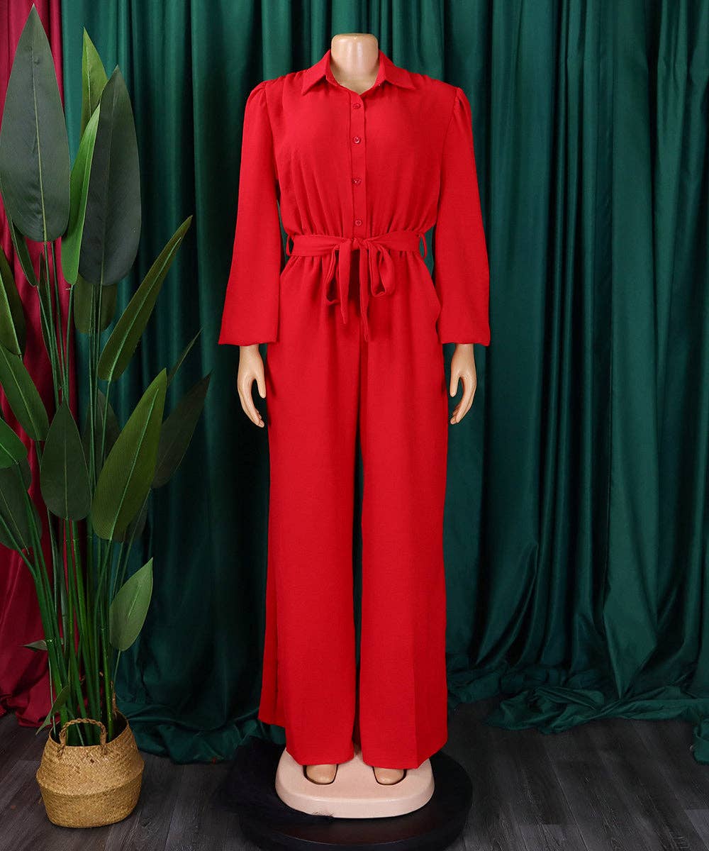 Aria Romance – Engroshandel Jumpsuit - Dame – Langærmet Højtaljet Buksedragt med Vide Ben2