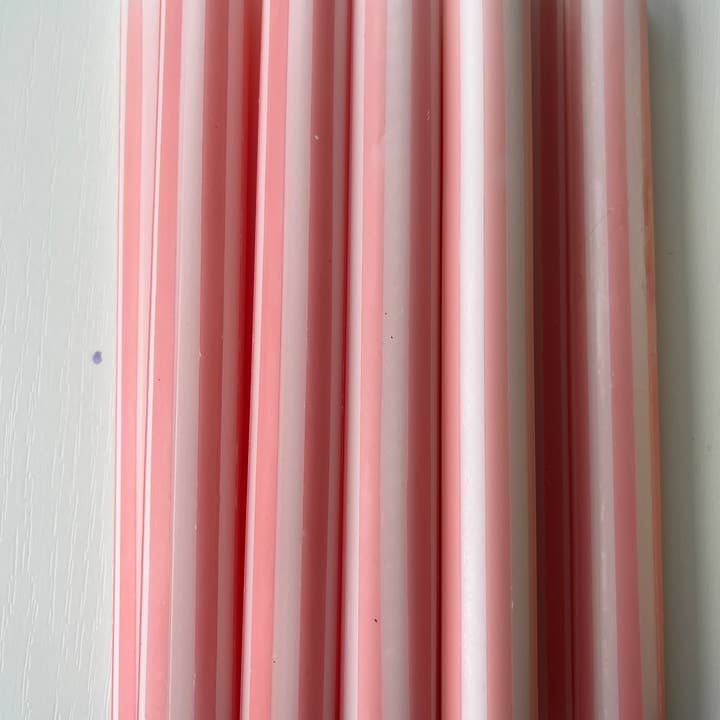 The Colour Emporium - Wholesale Tapered Candle/Candlestick - PASTEL PINSTRIPES individual