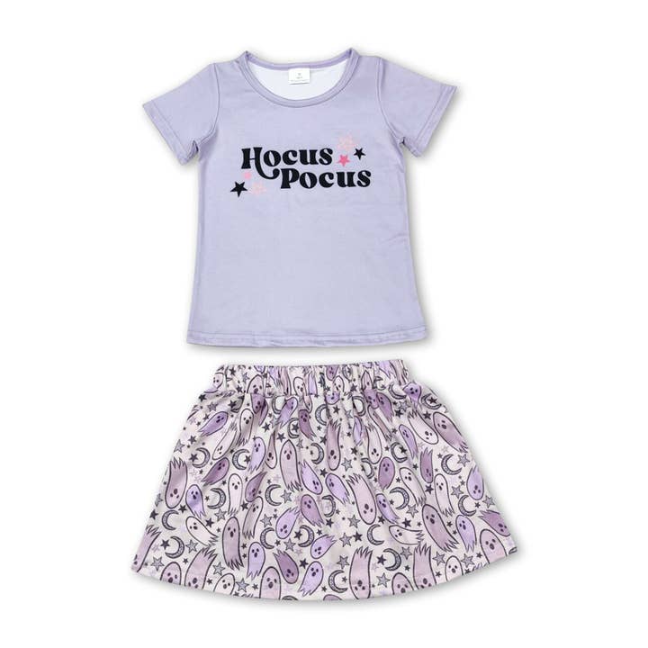 Yawoo Garments - Wholesale Top & Skirt Set - Kids - Lavender witches top ghost skirt girls Halloween set